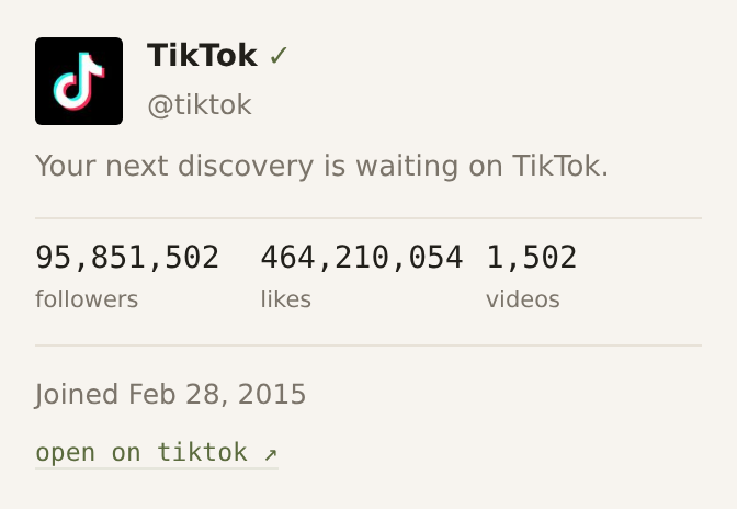 Peek: preview any TikTok account's join date, followers and likes without visiting the profile